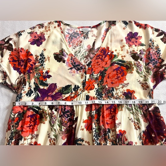Andree by Unit Floral V-Neck Women's Tunic Dress Women’s Size 1X - Picture 7 of 16